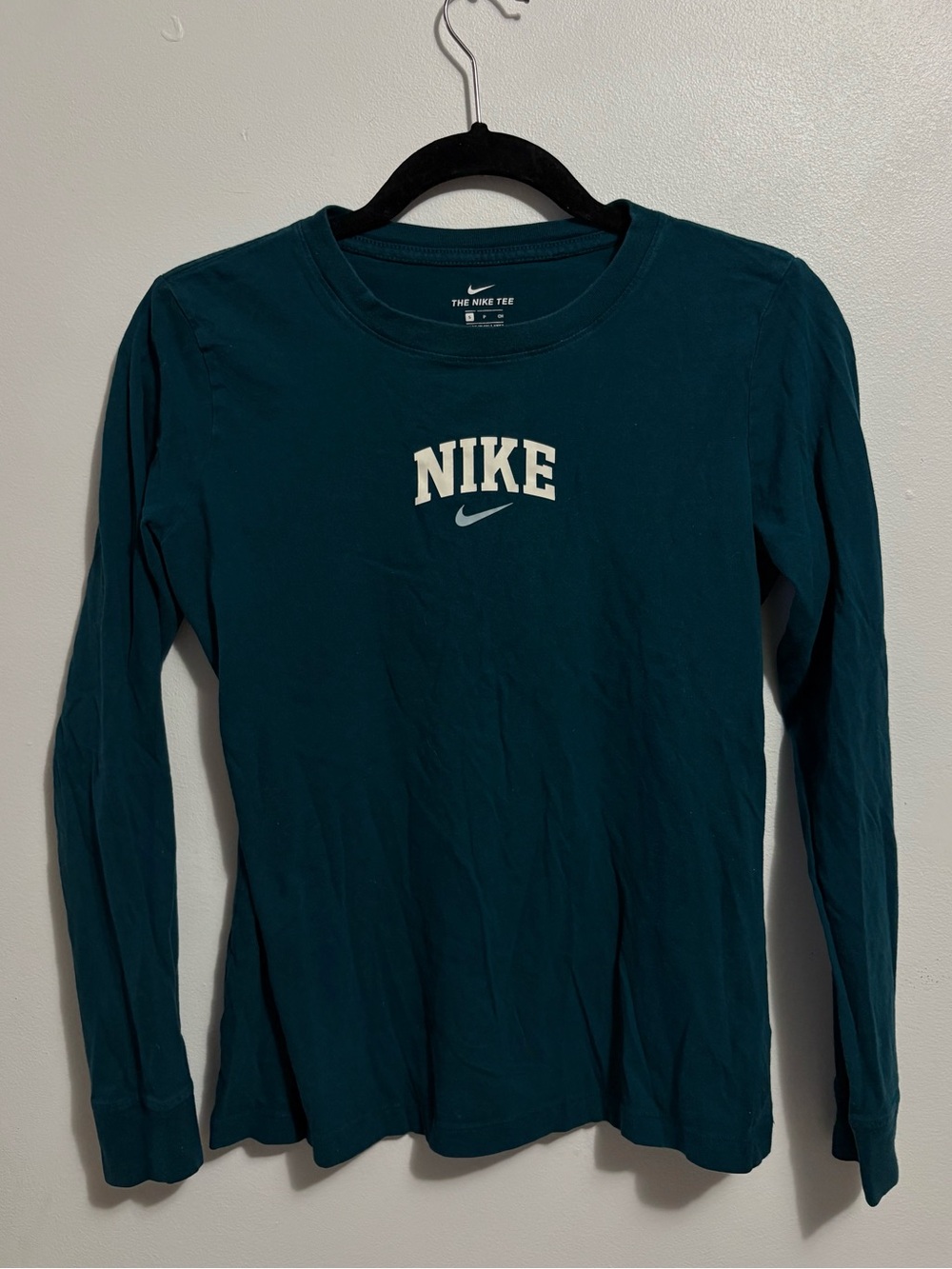 Nike Long Sleeve Tee Teal Green with White Logo